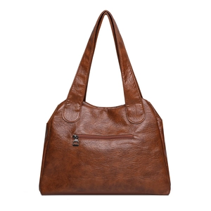 Sac fourre-tout classique en simili cuir marron vintage avec poche zippée devant