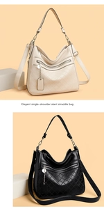 Close-up of dual-texture leather cross-body bag with quilted patterns and metal zippers