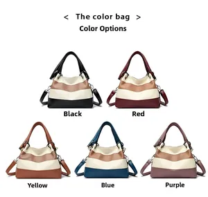 Detailed grid view of color variations for the large capacity color-block shoulder bag