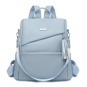 Damen PU Leder Mode Rucksack Litschi Textur Anti-Diebstahl Große Kapazität Reise Schultasche Quaste Charme Dual Use Schultertasche