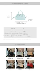 Detailed size chart and specifications for the crocodile embossed top-handle tote bag