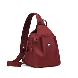 Zaino antifurto da donna in tessuto oxford bordeaux con scomparti multifunzionali