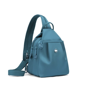 Mini zaino blu in nylon Oxford impermeabile con tracolla regolabile e cerniere in argento