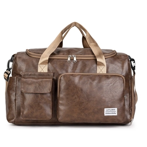 Large Capacity PU Leather Travel Duffle Bag Waterproof With Shoe Compartment For Gym Weekend Trip Business Sports Men Women