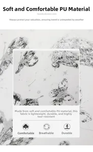 Detailed macro view of waterproof PU fabric with silver butterfly print on the backpack