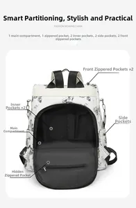 Internal structure showing compartments and pockets of this butterfly print backpack