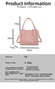 Dimensions détaillées et spécifications techniques du sac seau rose en simili cuir