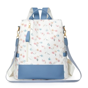 Fashion Women Backpack Large Capacity Anti-theft PU Leather Floral Plaid Multi-pocket Casual Travel Schoolbag