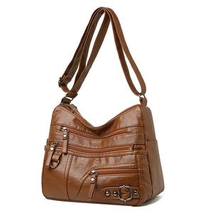 Borsa a Tracolla da Donna in Morbida Pelle PU con Tasche Multiple a Zip Grande Capacità Borsa a Spalla per Viaggio e Uso Quotidiano