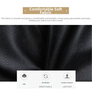 Close-up of black litchi texture tote bag fabric showing soft and scratch resistant surface