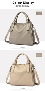 Detailed comparison of grey and apricot pebbled leather tote bags with side zippers