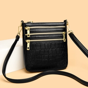 Borsa A Tracolla Da Donna Stampa Coccodrillo Pelle PU Più Strati Di Cerniera Grande Capacità Moda Borsa A Spalla Casual Per Donna