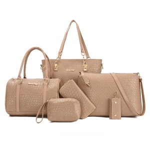Women Large Capacity Tote Handbag Shoulder Bag Wallet Purse Fashion PU Leather Woven Texture Elegant Daily Crossbody Bags