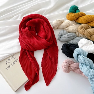 Lightweight pleated cotton linen scarf for women in multiple solid colors and sharp ends