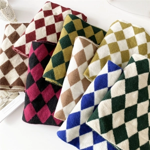 Thick diamond pattern knitted scarves in multiple colors for women winter warmth