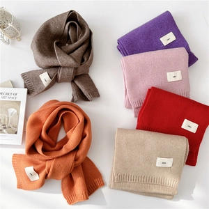 Solid minimalist knit scarves in six colors including brown and beige for autumn and winter