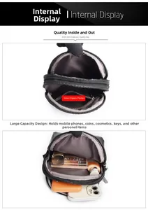 Internal display of the multi-layer crossbody phone bag with zipper pockets and large capacity