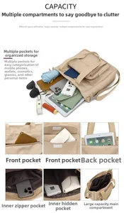 Detailed view of spacious nylon tote bag with multi-compartment storage and interior pockets