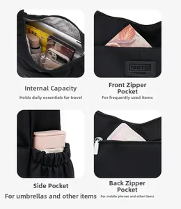 Compartiments internes du sac bandoulière en nylon imperméable avec poches de rangement