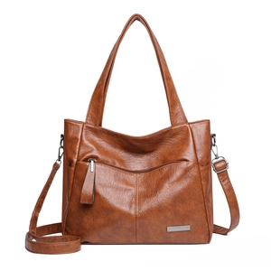Vintage PU Leather Tote Bag Large Capacity Handbag With Adjustable Strap Crossbody Shoulder Bag For Women Daily Work