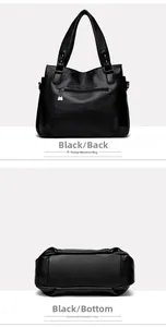 Details einer schwarzen Handtasche aus Leder mit Reißverschlussfach und verstärktem Boden