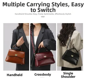 Three-way carry demonstration showing handbag as a tote, shoulder, and crossbody bag