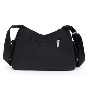 Sac bandoulière en nylon noir imperméable avec sangle logo YUESITE et multi-poches