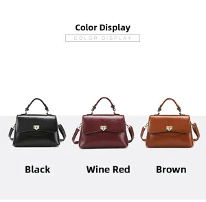 Vintage tote bags shown in black, wine red, and brown with polished metallic clasps