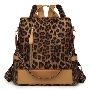 Sac à dos femme tendance à motif léopard avec grande capacité et design antivol moderne