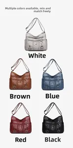 Comparaison détaillée des cinq couleurs de sacs bandoulière en cuir lavé à poches multiples