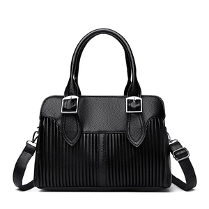 Pebbled PU Leather Handbag Women Large Capacity Vertical Pleated Shoulder Bag Crossbody With Adjustable Strap Elegant Office