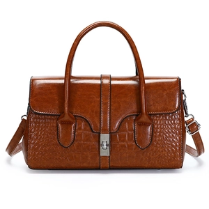 Sac À Main Vintage Motif Crocodile Cuir PU Poignée Épaule Sac Bandoulière Rabat Carré Serrure Métallique Femmes
