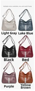 Detailed comparison of six vintage faux leather crossbody bags in various classic colors