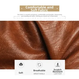 Macro detail of brown litchi pattern leather with soft texture and breathable finish
