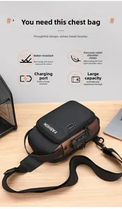 Detail view of anti-theft sling bag with side code lock and integrated USB charging port