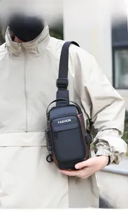 Detail of crossbody bag with USB charging port and anti-theft combination lock system