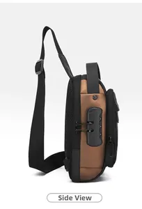 Detailed side view of waterproof chest bag with integrated anti-theft combination lock