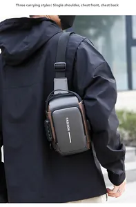 Brown anti-theft sling bag for men with security lock and three versatile wearing ways