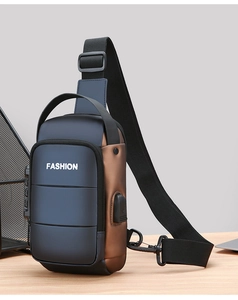 Detail of waterproof chest bag with anti-theft combination lock and USB charging port