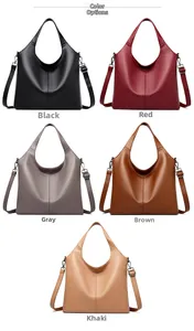 Detailed comparison of five colors: black, red, grey, brown, and khaki large hobo bags