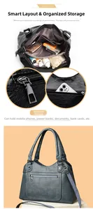 Detailed view of the multi-compartment interior and textured PU leather of the tote bag