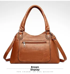 Detail of yellow brown pebbled leather handbag with metallic zipper and top handle