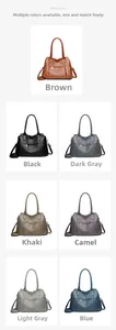 Multi-color collection of vintage faux leather tote bags with pebble grain texture