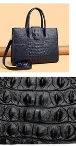Close-up of navy blue crocodile pattern texture and premium wear-resistant faux leather