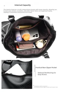 Vue détaillée du grand sac cabas avec plusieurs compartiments internes et poche zippée