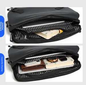 Internal structure display of men's waterproof crossbody bag with multiple compartments