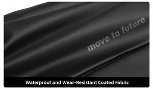 Macro detail of waterproof and wear-resistant black coated fabric on a crossbody bag