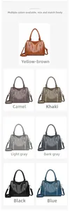 Multiple colors of large capacity leather handbags with pebble texture and dual handles