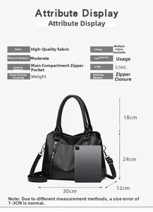 Detailed view of black leather tote bag size with a tablet shown for scale and dimension