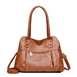 Women Shoulder Bag Large Capacity PU Leather Retro Soft Tote Handbag Crossbody All Match Casual Daily Purse
